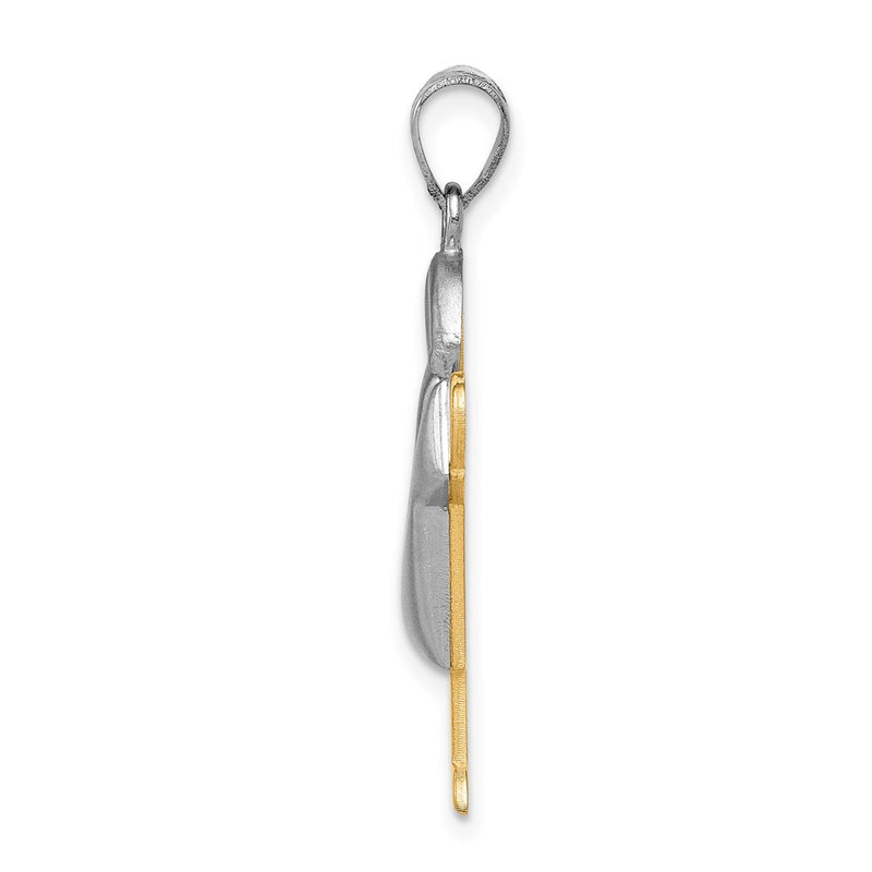 14k Two-tone Gold Two-tone Gold Puffed Boy with Hat on Right Engravable Charm