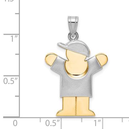 14k Two-tone Gold Two-tone Gold Puffed Boy with Hat on Right Engravable Charm