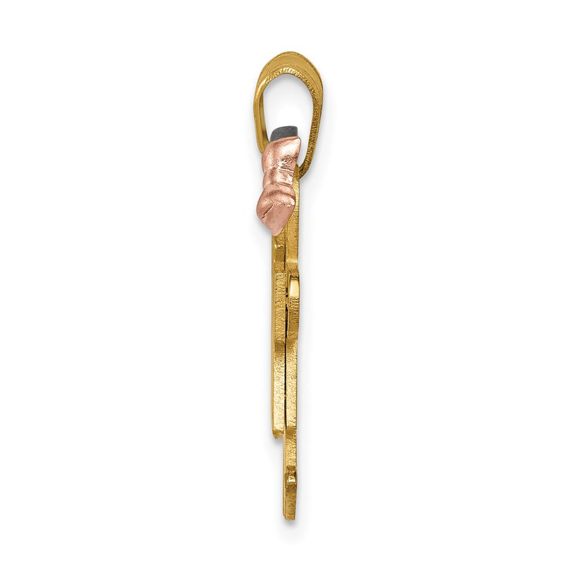 14k Tri-Color Gold Small Boy on Left and Girl on Right Engravable Charm