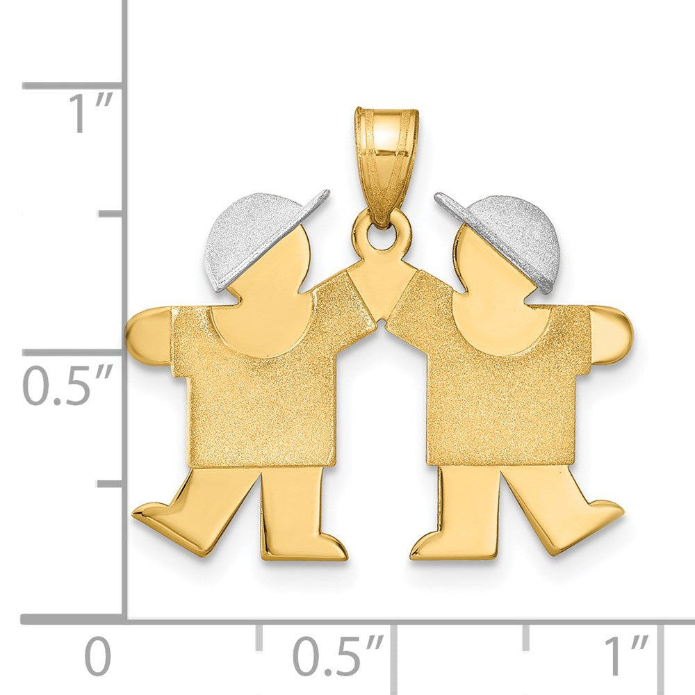 14k Two-tone Gold Two-tone Gold Small Double Boys Engravable Charm
