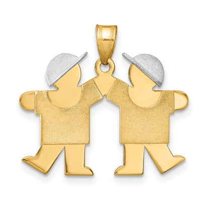 14k Two-tone Gold Two-tone Gold Small Double Boys Engravable Charm
