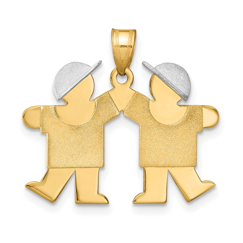 14k Two-tone Gold Two-tone Gold Small Double Boys Engravable Charm