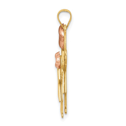 14k Two-tone Gold Two-tone Gold Big Girl and Little Girl Engravable Charm