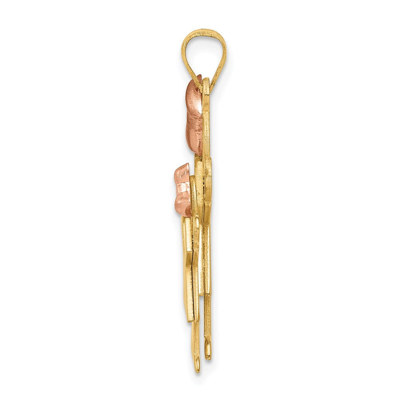 14k Two-tone Gold Two-tone Gold Big Girl and Little Girl Engravable Charm