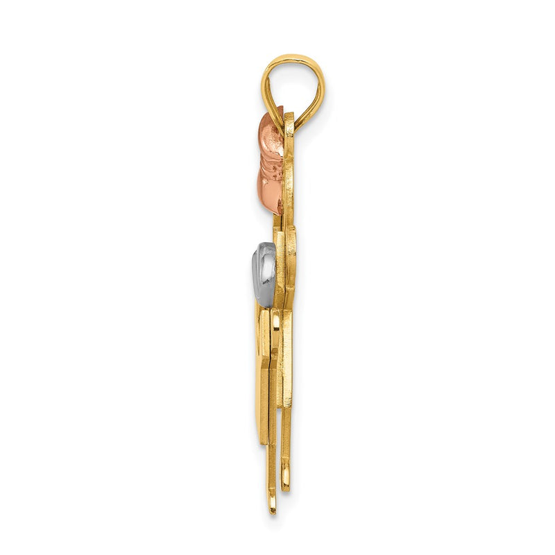 14k Tri-Color Gold Big Girl and Little Boy Engravable Charm