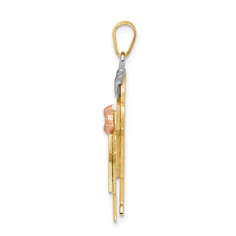 14k Tri-Color Gold Big Boy and Little Girl Engravable Charm