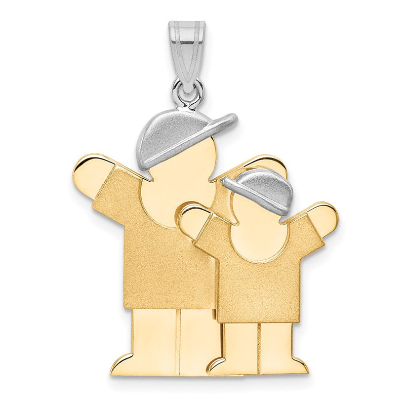 14k Two-tone Gold Two-tone Gold Big Boy and Little Boy Engravable Charm