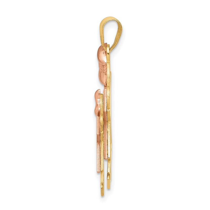 14k Two-tone Gold Two-tone Gold Big Girl and Little Girl Engravable Charm