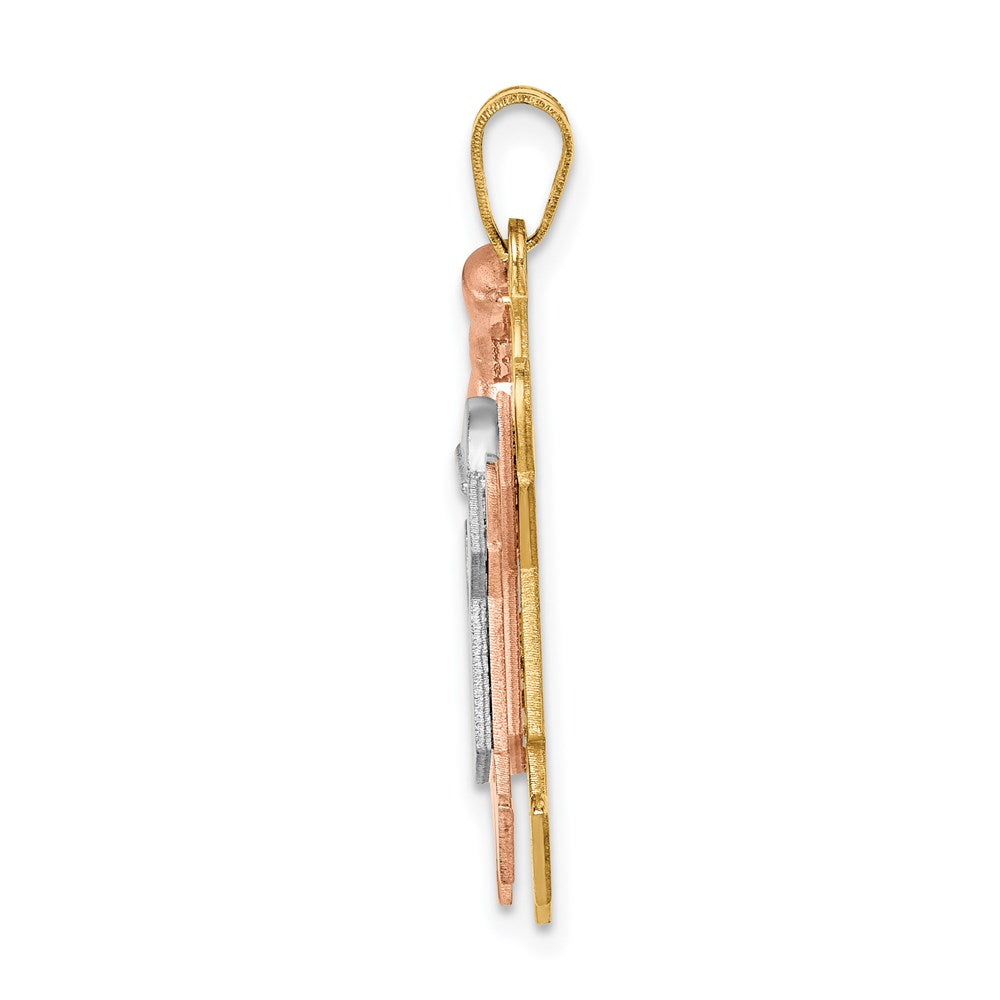 14k Tri-Color Gold Big Girl and Little Boy Engravable Charm