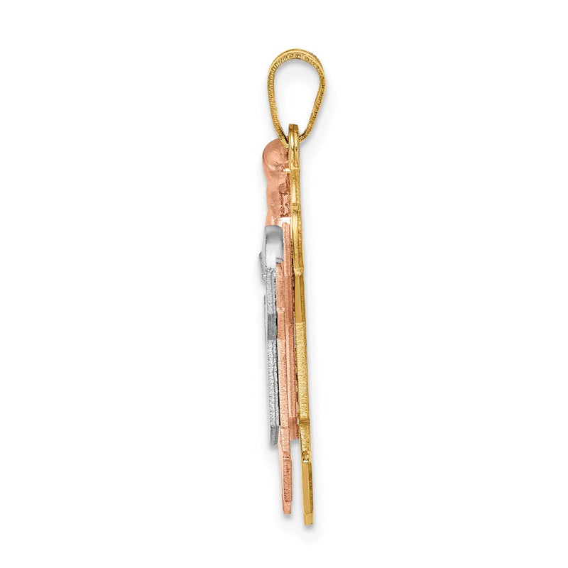 14k Tri-Color Gold Big Girl and Little Boy Engravable Charm