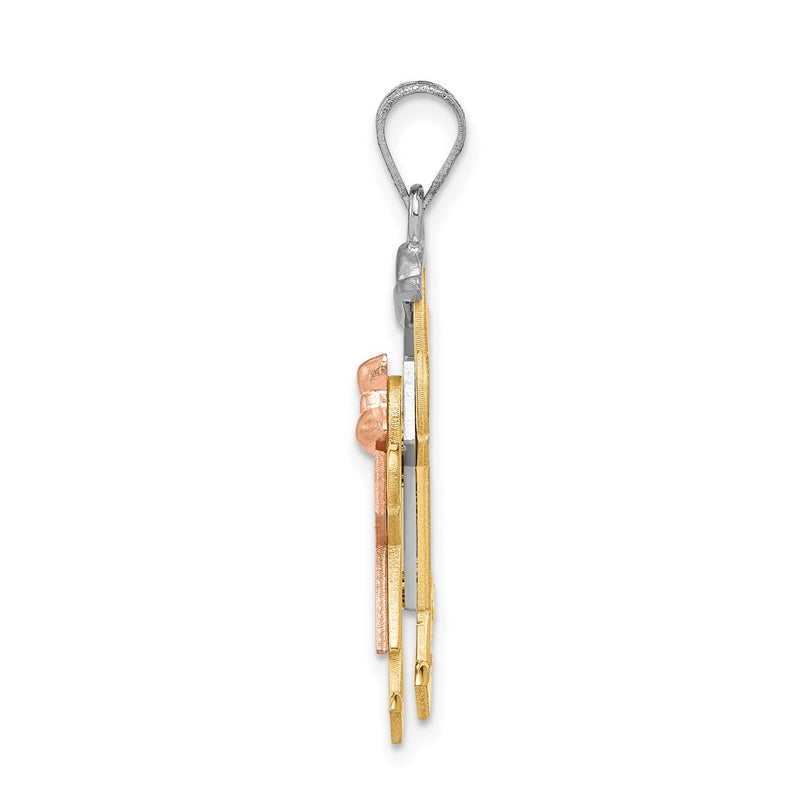 14k Tri-Color Gold Big Boy and Little Girl Engravable Charm