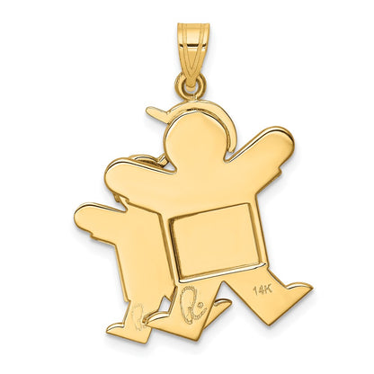 14k Two-tone Gold Two-tone Gold Big Boy and Little Boy Engravable Charm