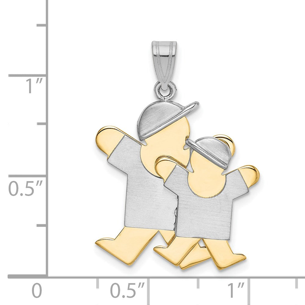14k Two-tone Gold Two-tone Gold Big Boy and Little Boy Engravable Charm