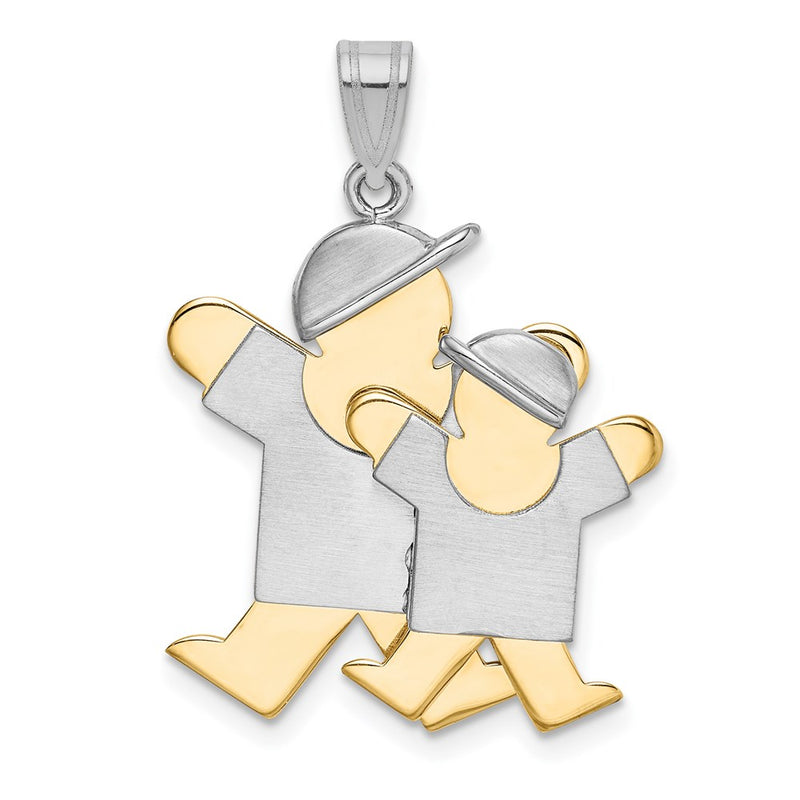 14k Two-tone Gold Two-tone Gold Big Boy and Little Boy Engravable Charm