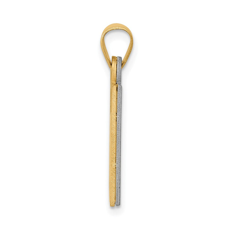 14k Two-tone Gold Two-tone Gold Solid Satin Chai Charm