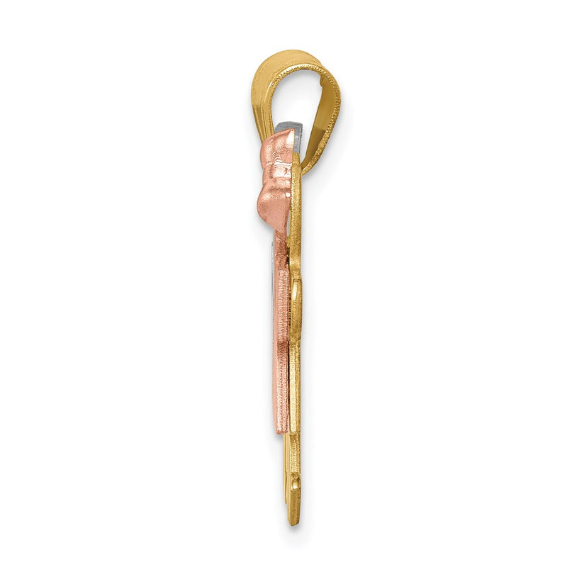 14k Tri-Color Gold Small Boy on Left and Girl on Right Engravable Charm