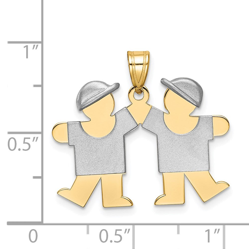 14k Two-tone Gold Two-tone Gold Small Double Boys Engravable Charm