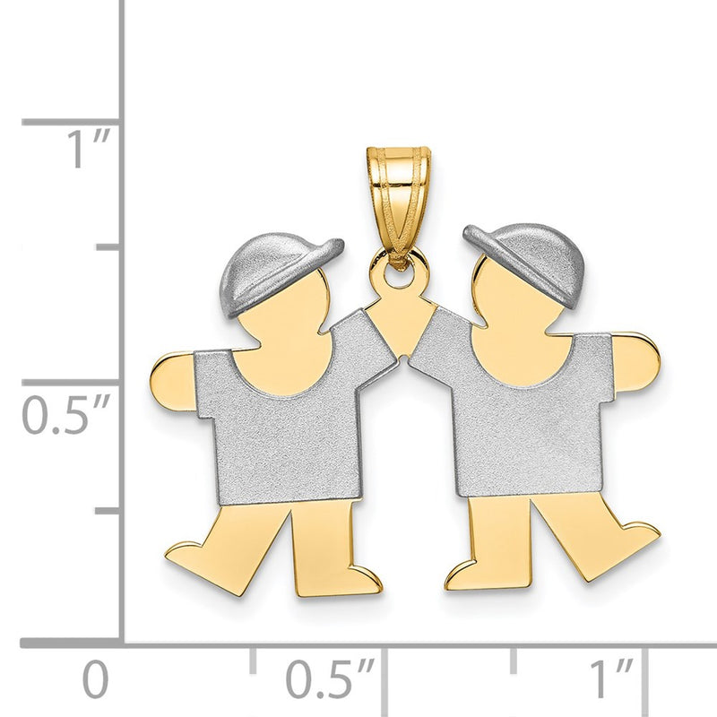 14k Two-tone Gold Two-tone Gold Small Double Boys Engravable Charm