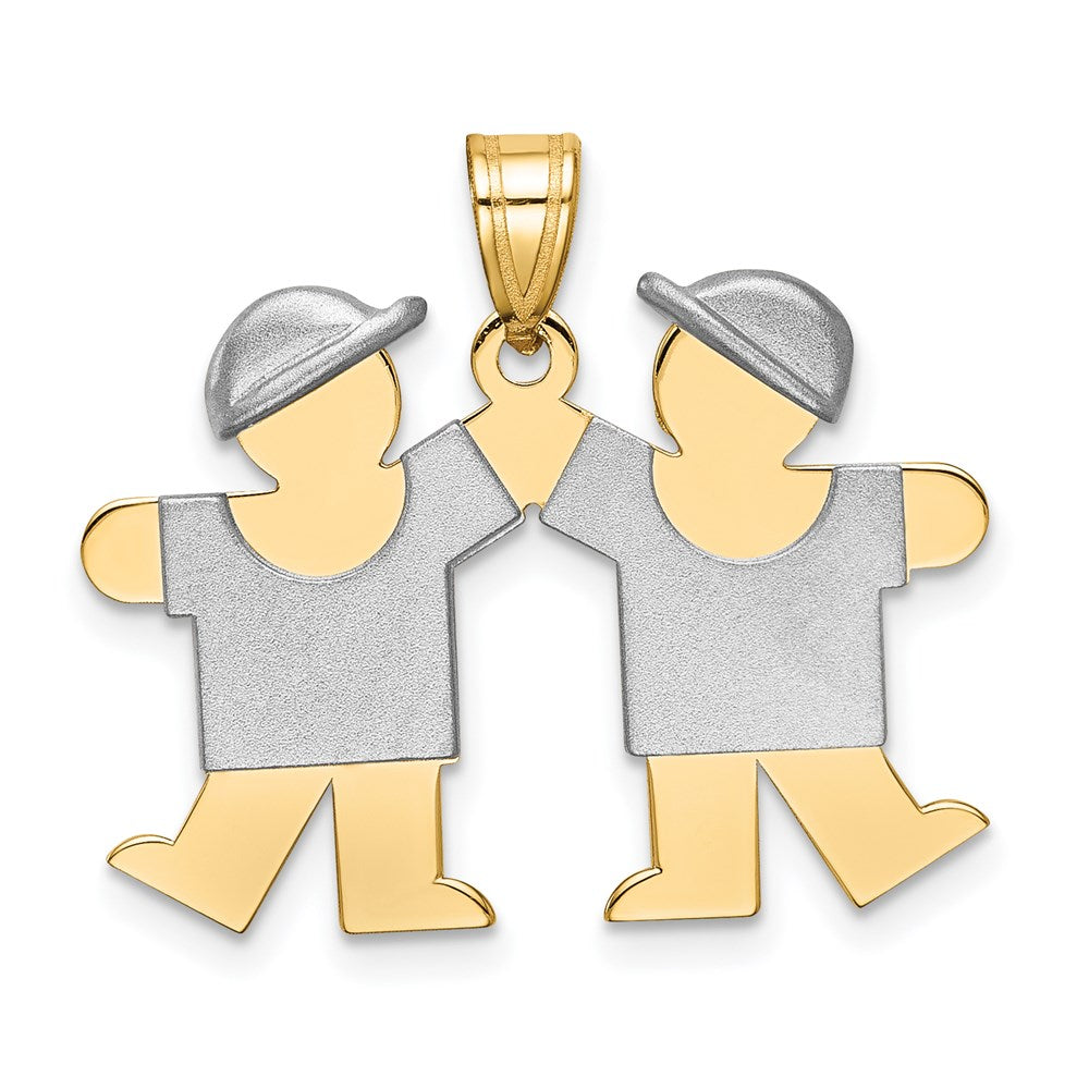 14k Two-tone Gold Two-tone Gold Small Double Boys Engravable Charm