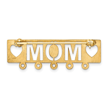 14k Yellow Gold Polished Mom Pin