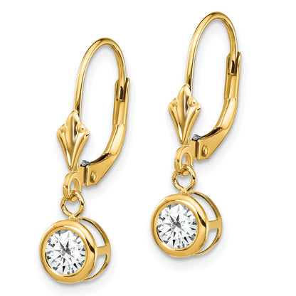 14k Yellow Gold 5mm Cubic Zirconia Leverback Earrings