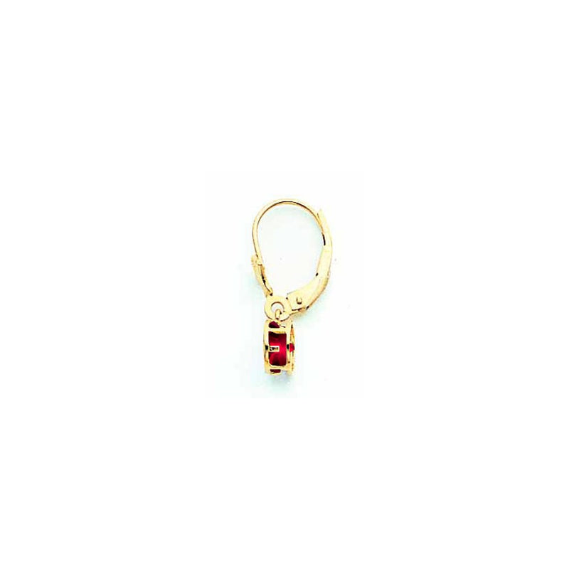 14k Yellow Gold 5mm Ruby leverback Earrings