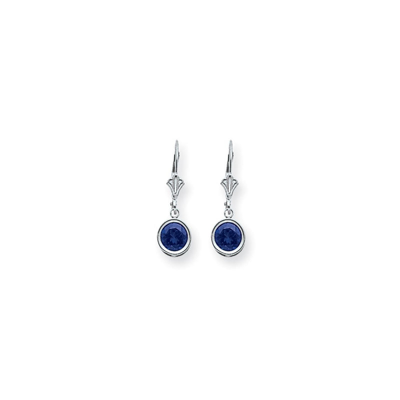 14k White Gold 6mm Sapphire leverback Earrings