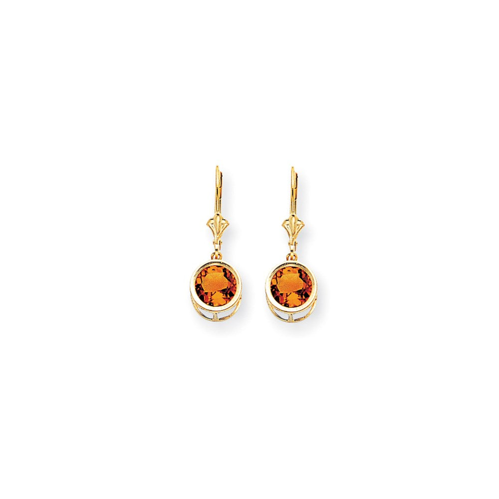 14k Yellow Gold 8mm Fire Topaz leverback Earrings