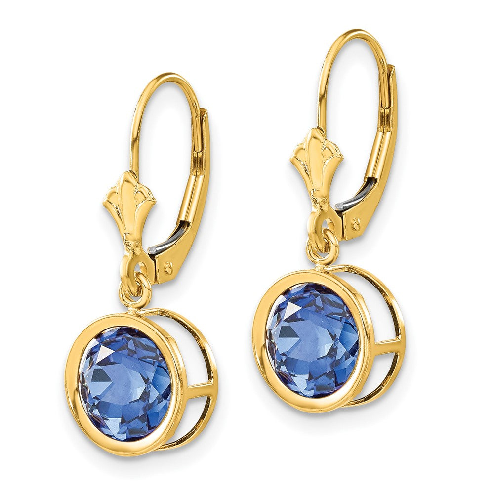 14k Yellow Gold 8mm Tsavorite leverback Earrings