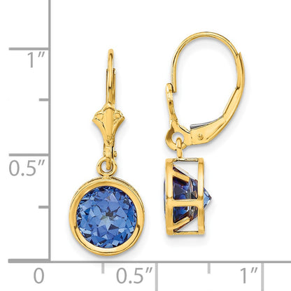 14k Yellow Gold 8mm Tsavorite leverback Earrings