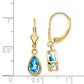 14k Yellow Gold 8x5mm Pear Blue Topaz Leverback Earrings