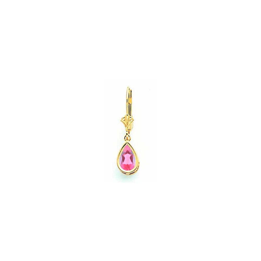 14k Yellow Gold 8x5mm Pear Pink Tourmaline leverback earring