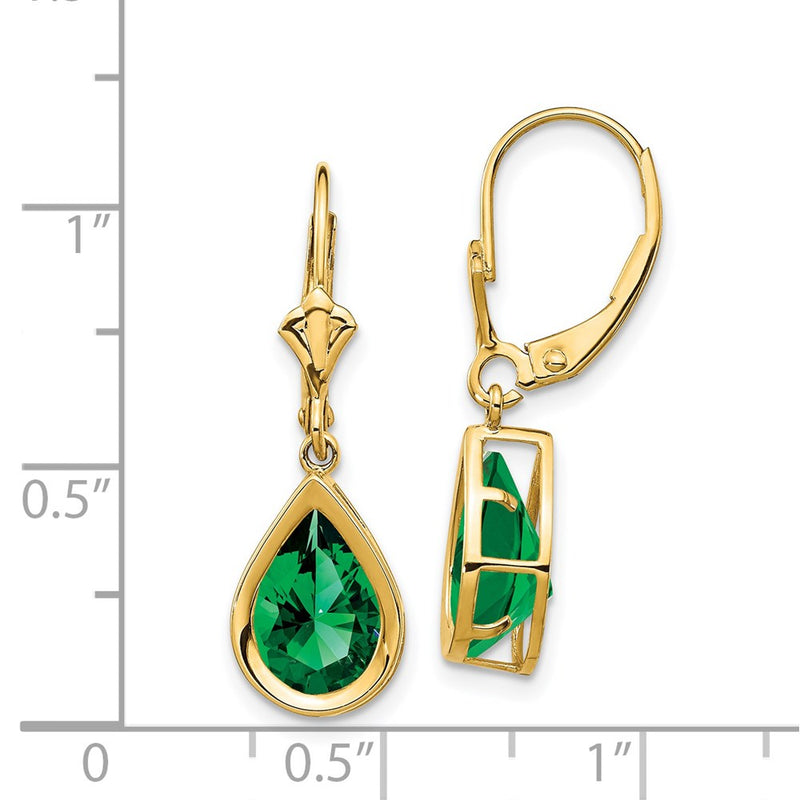 14k Yellow Gold 10x7mm Pear Mount St. Helens Leverback Earrings