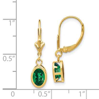 14k Yellow Gold 7x5mm Oval Mount St. Helens Leverback Earrings