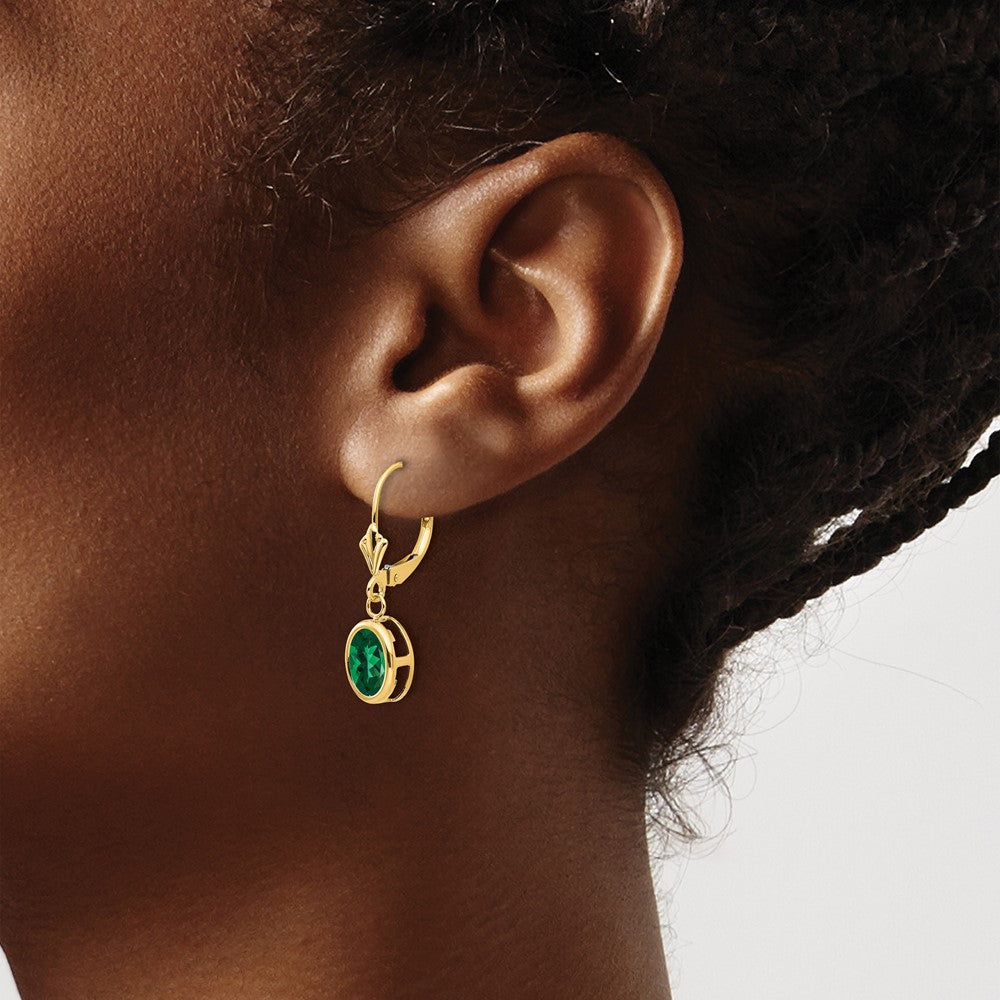 14k Yellow Gold Mount St. Helens Oval Leverback Earrings