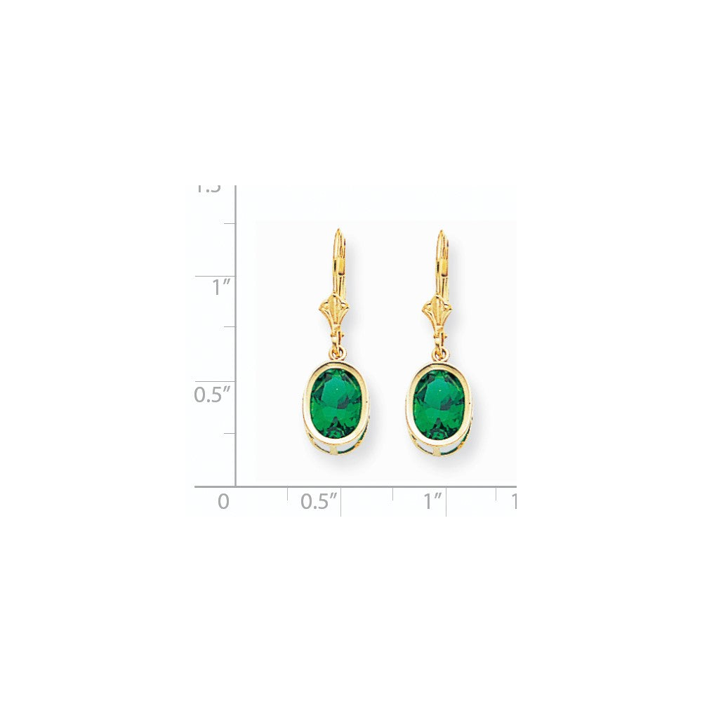 14k Yellow Gold 9x7mm Oval Mount St. Helens Leverback Earrings