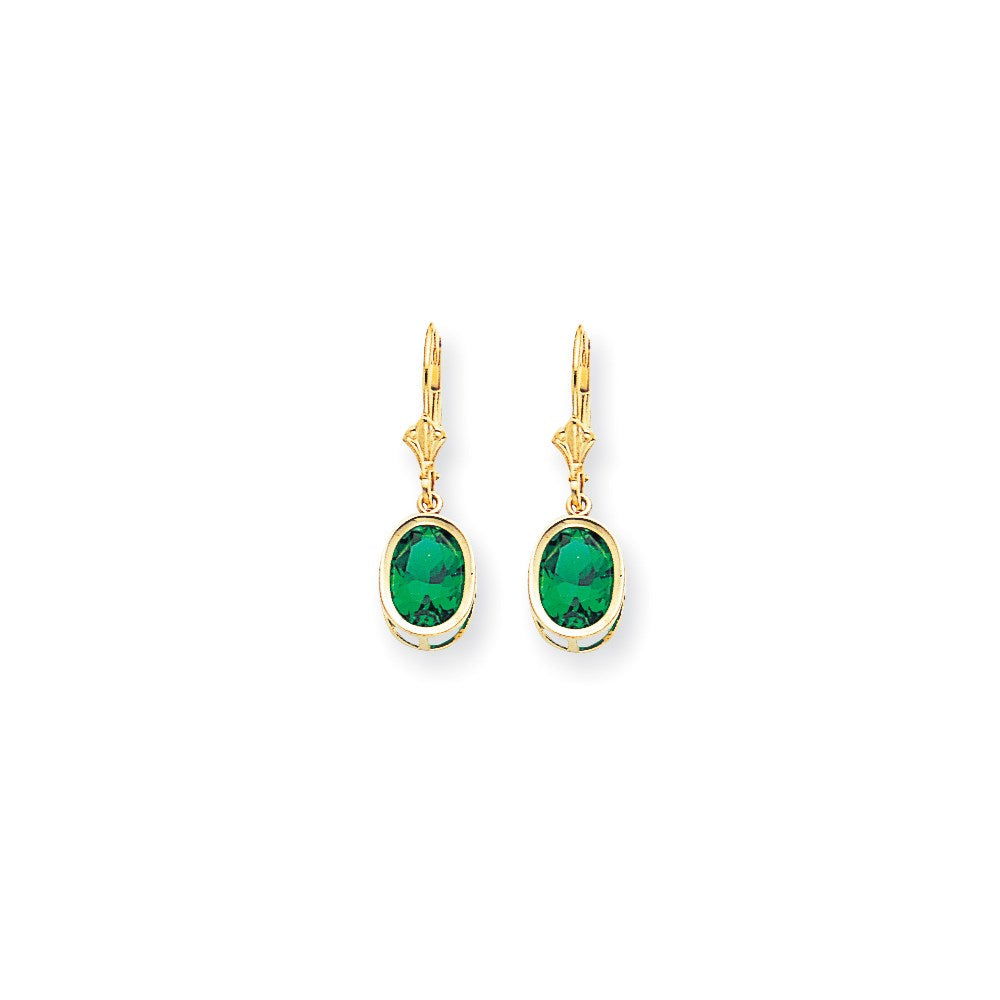 14k Yellow Gold 9x7mm Oval Mount St. Helens Leverback Earrings