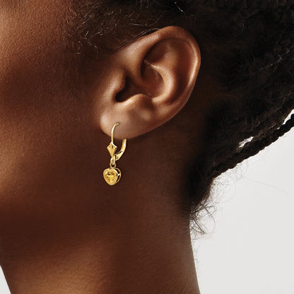 14k Yellow Gold 5mm Heart Citrine Earrings