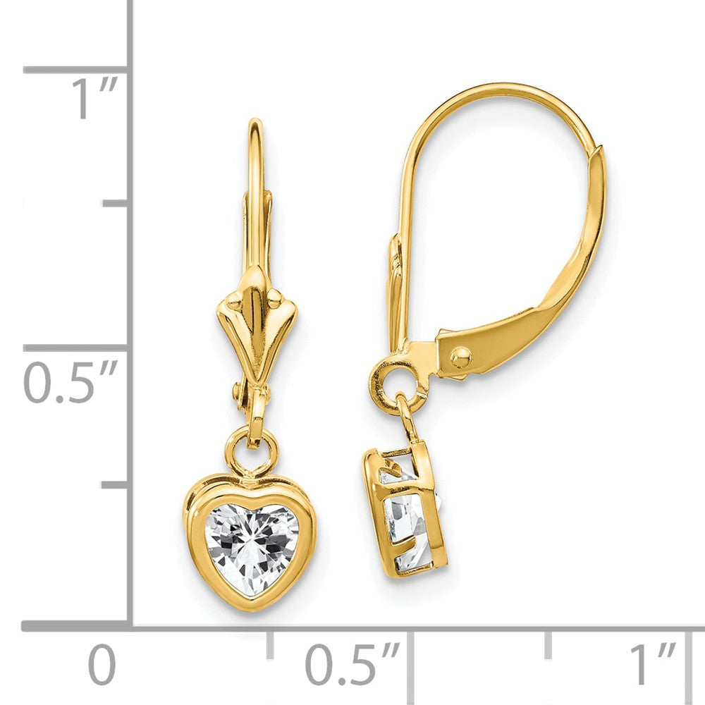 14k Yellow Gold 5mm Heart Cubic Zirconia Earrings