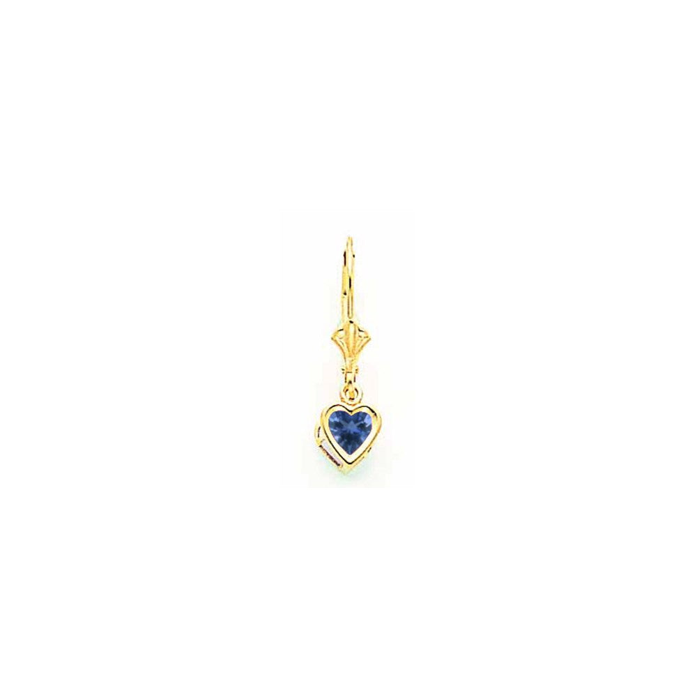 14k Yellow Gold 5mm Heart Sapphire Earrings