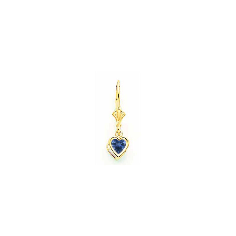 14k Yellow Gold 5mm Heart Sapphire Earrings