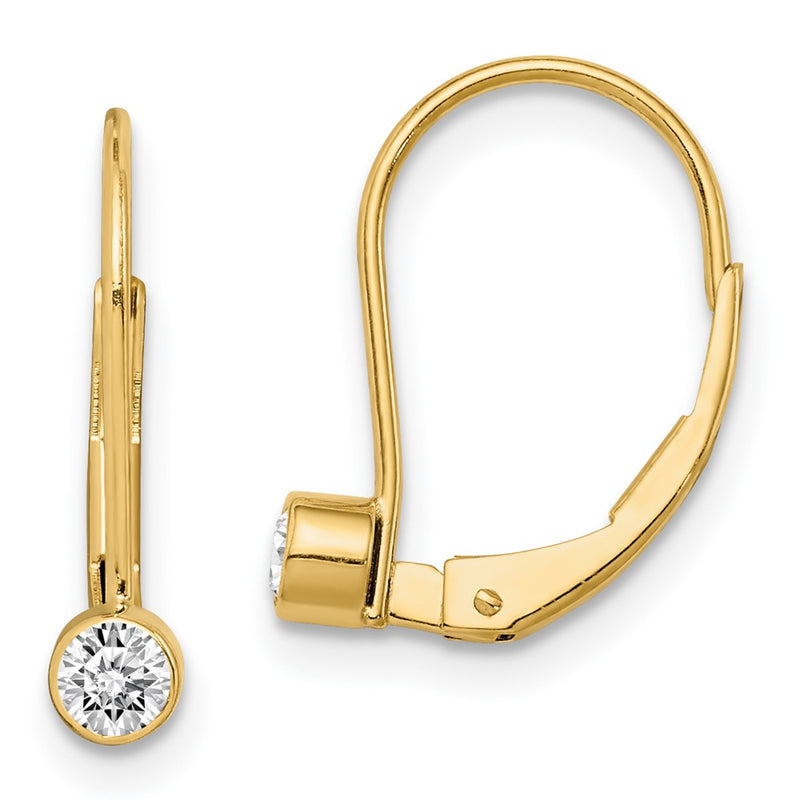 14k Yellow Gold VS Real Diamond leverback Earrings