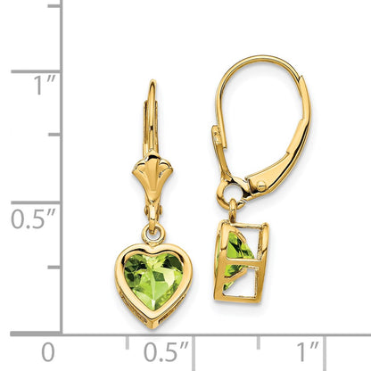 14k Yellow Gold 6mm Heart Peridot Earrings
