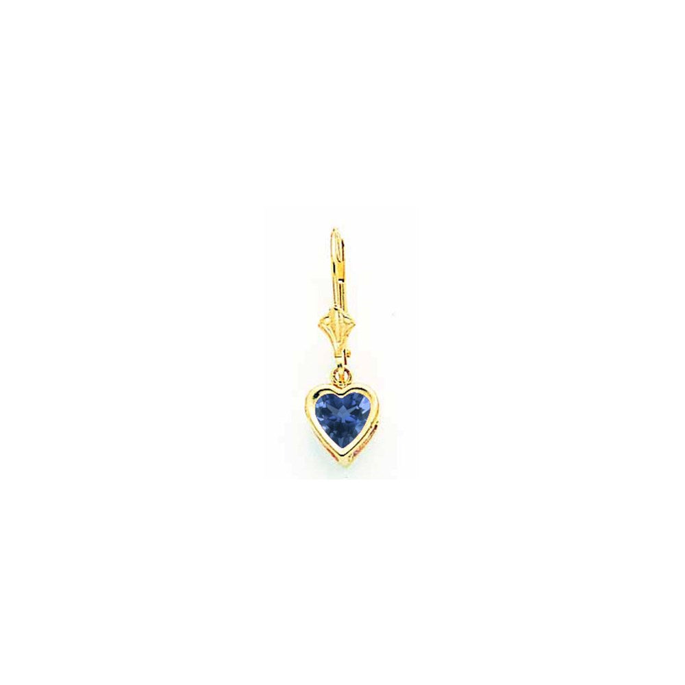 14k Yellow Gold 6mm Heart Sapphire Earrings