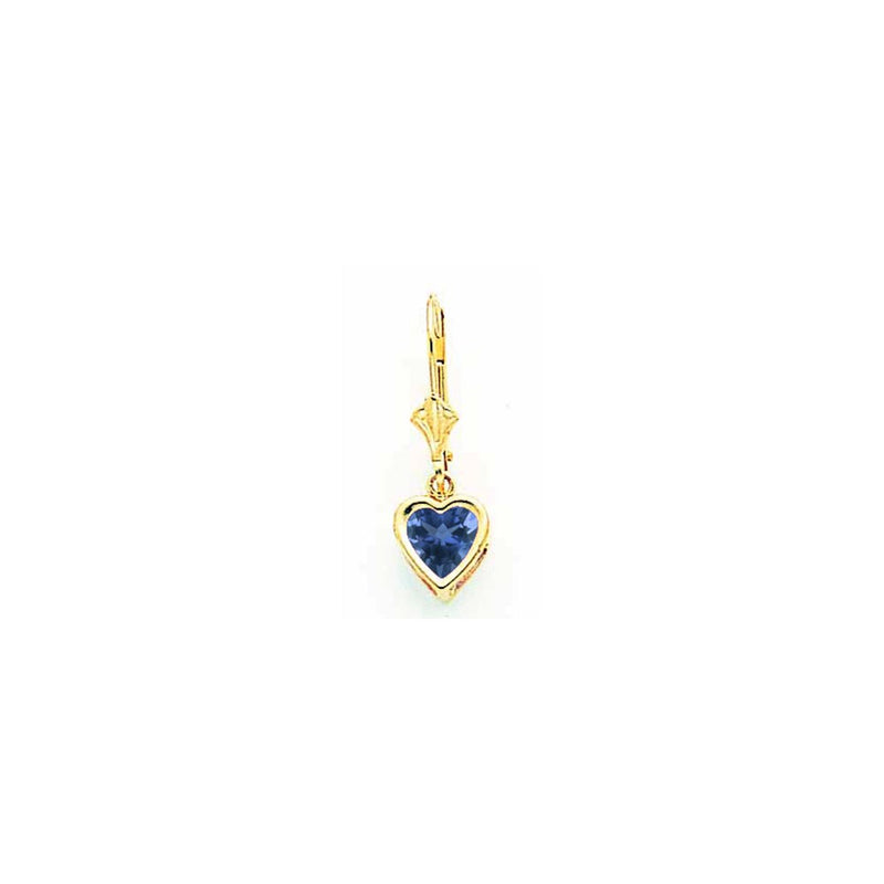 14k Yellow Gold 6mm Heart Sapphire Earrings
