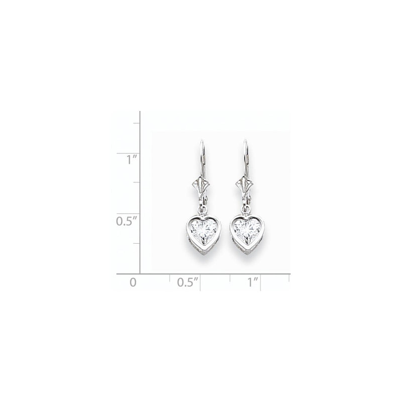 14k White Gold 6mm Heart Cubic Zirconia Earrings
