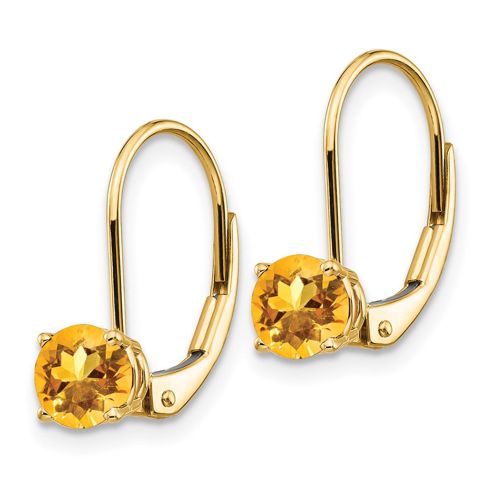 14k Yellow Gold 5mm Citrine Leverback Earrings