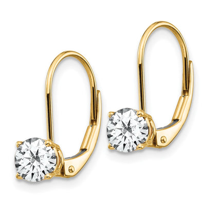 14k Yellow Gold 5mm Cubic Zirconia Leverback Earrings