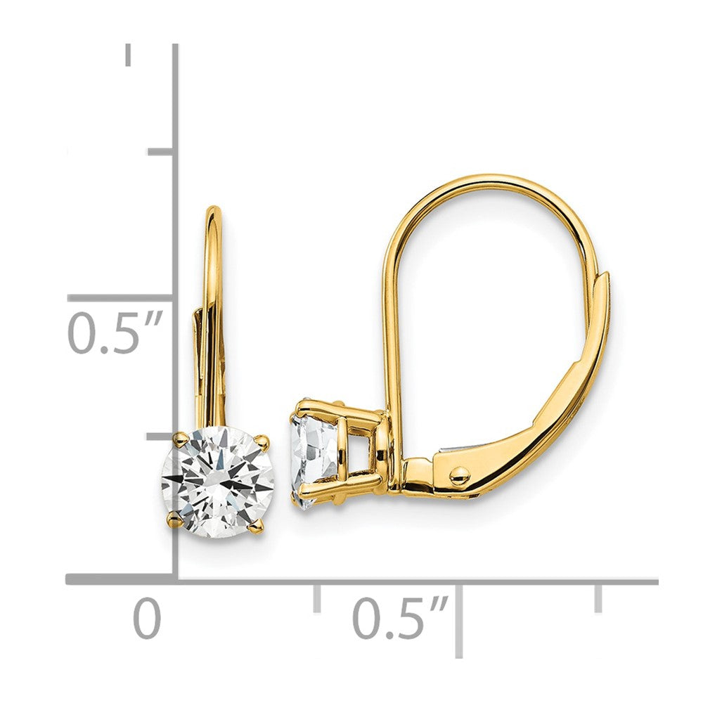 14k Yellow Gold 5mm Cubic Zirconia Leverback Earrings