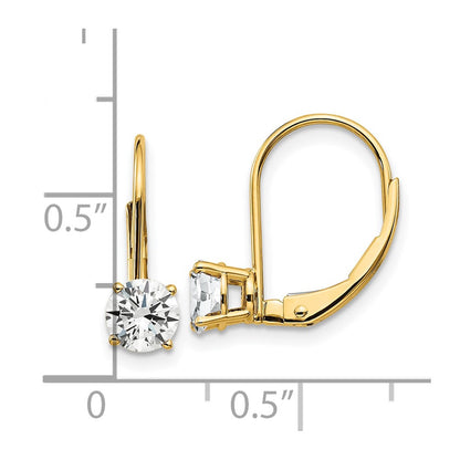 14k Yellow Gold 5mm Cubic Zirconia Leverback Earrings